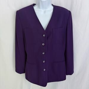 Vintage Le Suit Petite Purple Suit Jacket Size 10P